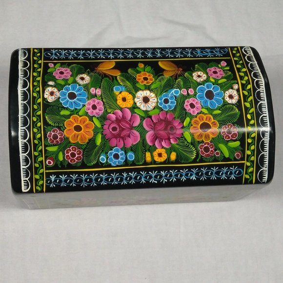 MEXICAN WOOD JEWELRY BOX  HANDPAINTED "NWOT" - Picture 3 of 15
